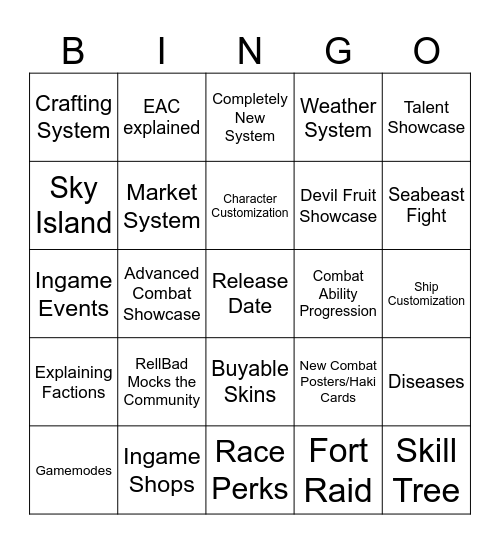 Movie 3 Bingo Card