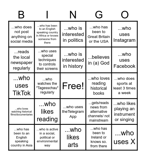 Q12/13 Curriculum: Find someone who... Bingo Card