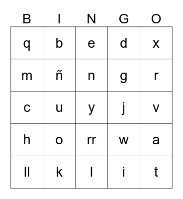 Abecedario Bingo Card
