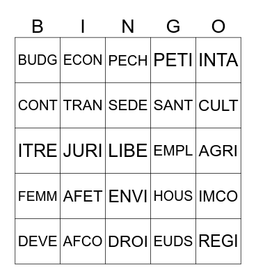 Valiokuntabingo Card