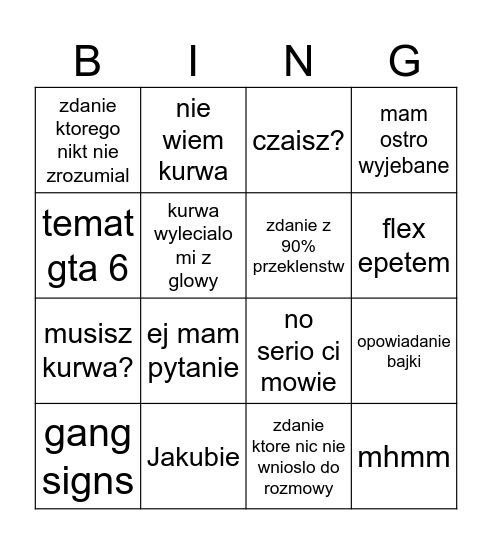 Bingo Michał Bingo Card