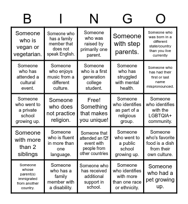 DEI Bingo Card