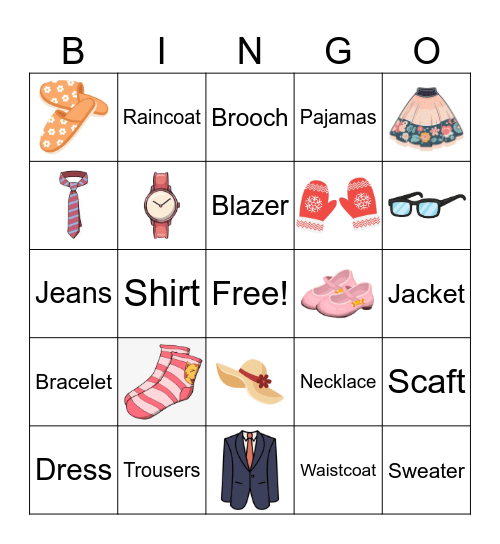 Clothes Bingo Card