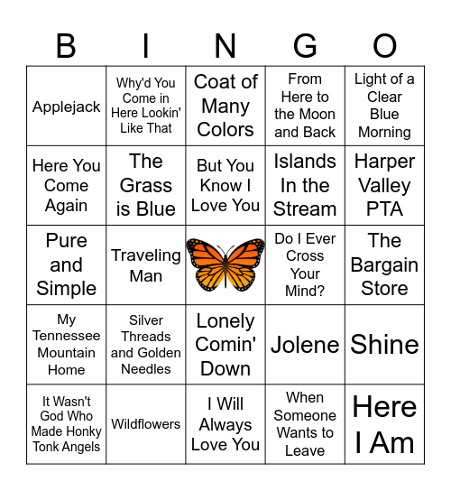 Dolly Parton Bingo Card