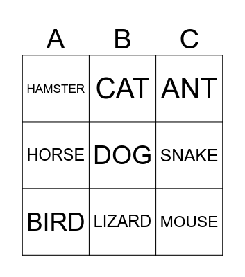 PETS BINGO! Bingo Card