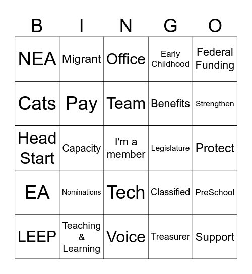 Back to School Bingo Card