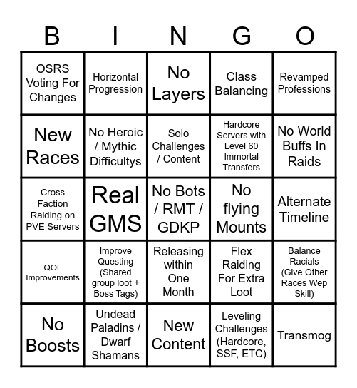 Good Classic Plus Bingo Card