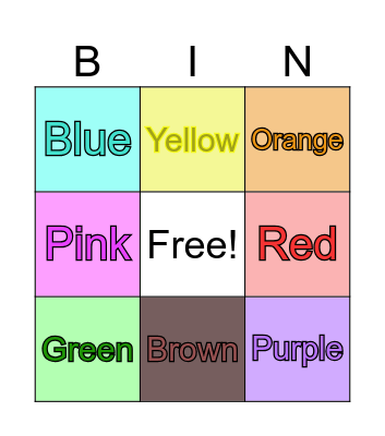 Colors Bingo Card