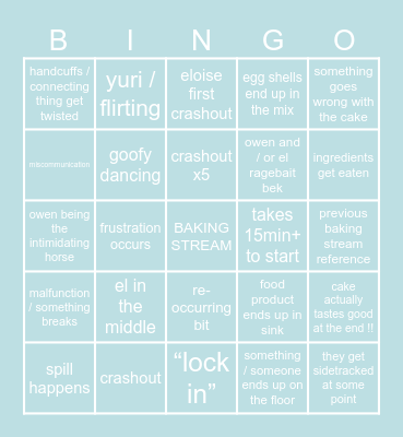 baking stream ! Bingo Card