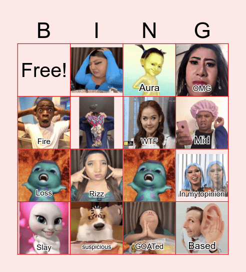 Gen Z / Internet Culture Bingo Card