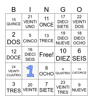 SPANISH NUMBERS Bingo Card