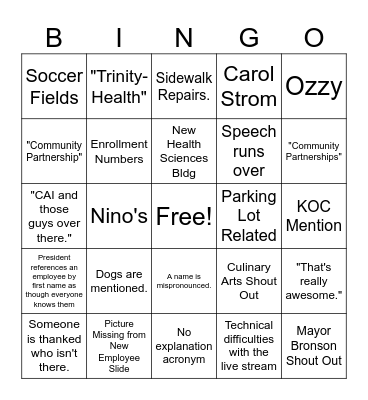 Fall Welcome Back Bingo Card