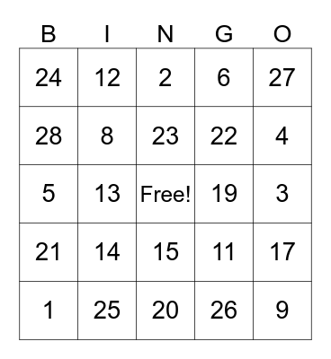 Untitled Bingo Card