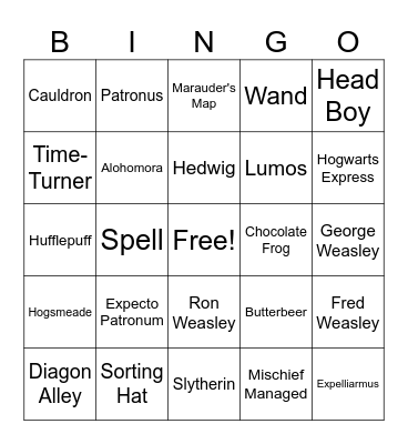 Harry Potter Bingo Card