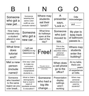 Untitled Bingo Card