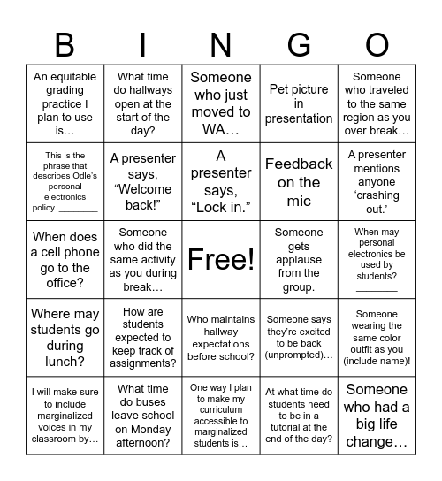 Untitled Bingo Card