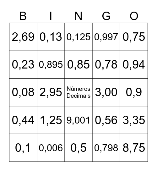 Untitled Bingo Card