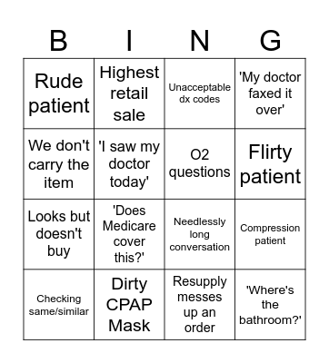CarePro Sales Floor Bingo Card