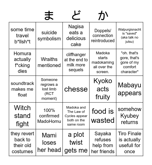 Walpurgisnacht Rising Bingo Card Bingo Card