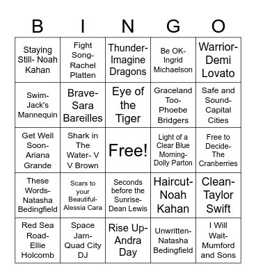 Music Bingo Card