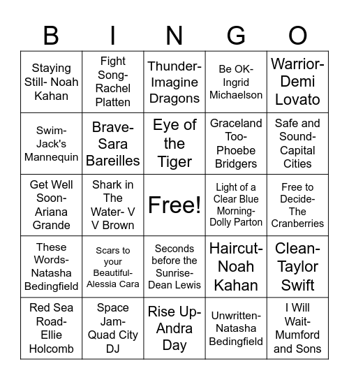 Music Bingo Card