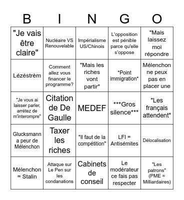 27/08/2026 LCI Débat Bingo Card