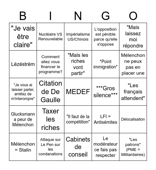 27/08/2026 LCI Débat Bingo Card
