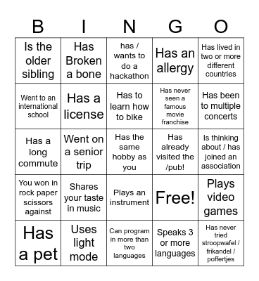 Find someone who... Bingo Card