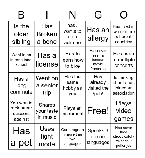 Find someone who... Bingo Card