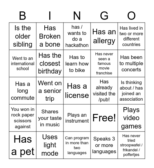 Find someone who... Bingo Card