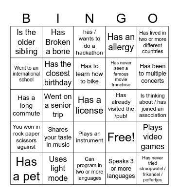 Find someone who... Bingo Card
