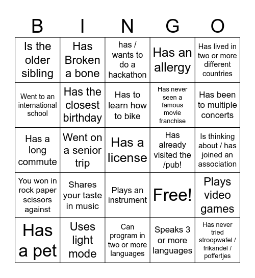 Find someone who... Bingo Card