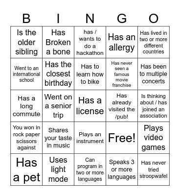 Find someone who... Bingo Card