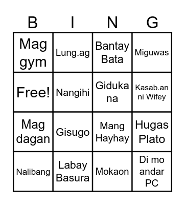Rason Bingo Card