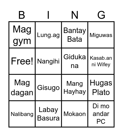 Rason Bingo Card