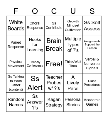 Unleash Student Engagement Bingo Card