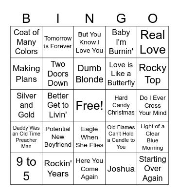 Dolly Parton Bingo Card