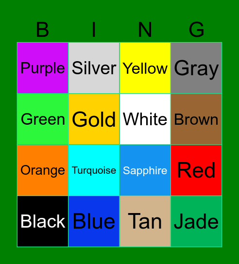 Fern Green Bingo Card