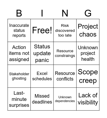 Project Nightmare Bingo Card