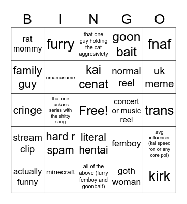 ig reels bingo Card