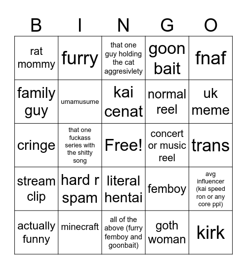 ig reels bingo Card