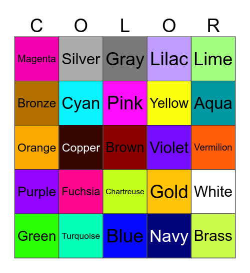 Colors At Carlibar Pirmary School 🏫 * Bingo Card