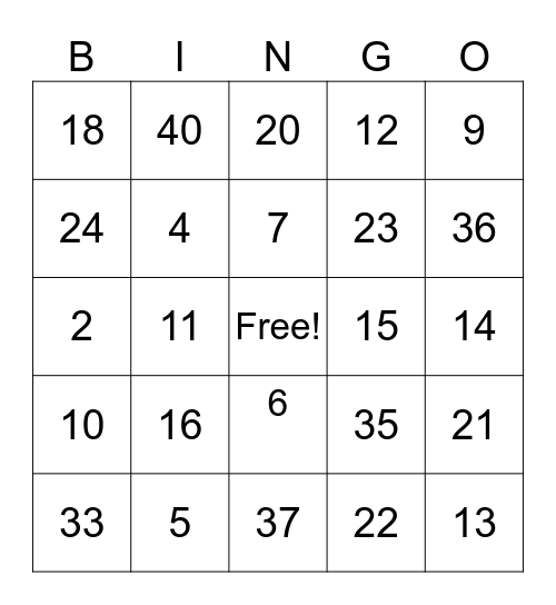 Untitled Bingo Card