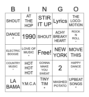 LET'S dANCE Bingo Card