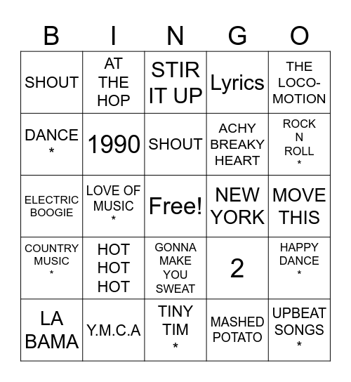 LET'S dANCE Bingo Card