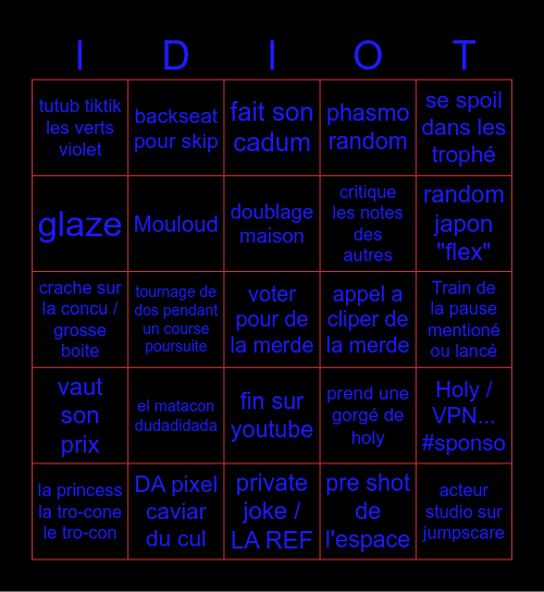 MR Bingo Card
