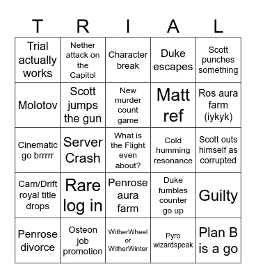 Flight Bingo Card