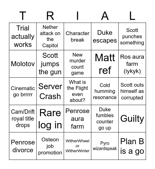 Flight Bingo Card