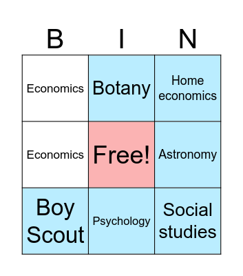 Professional field Bingo Card