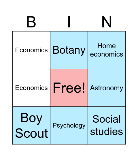 Professional field Bingo Card